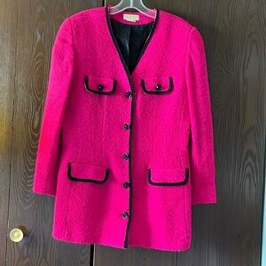 Elegant Pink Women's Jacket with Black Trim